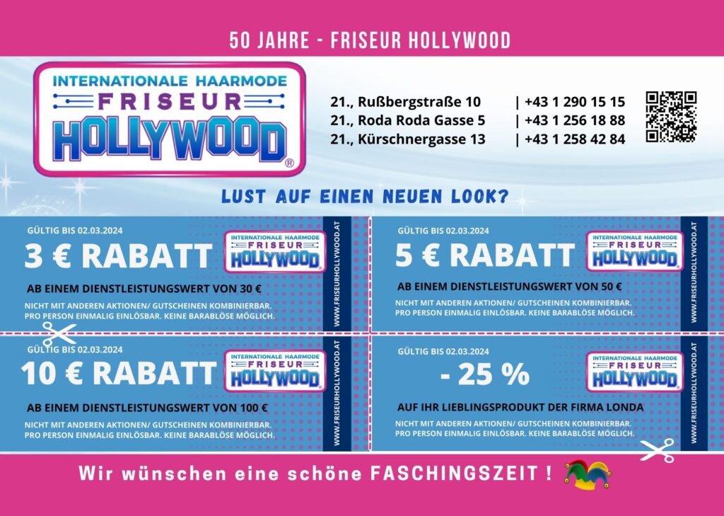 Friseur Wien Aktionen bei Friseur Hollywood